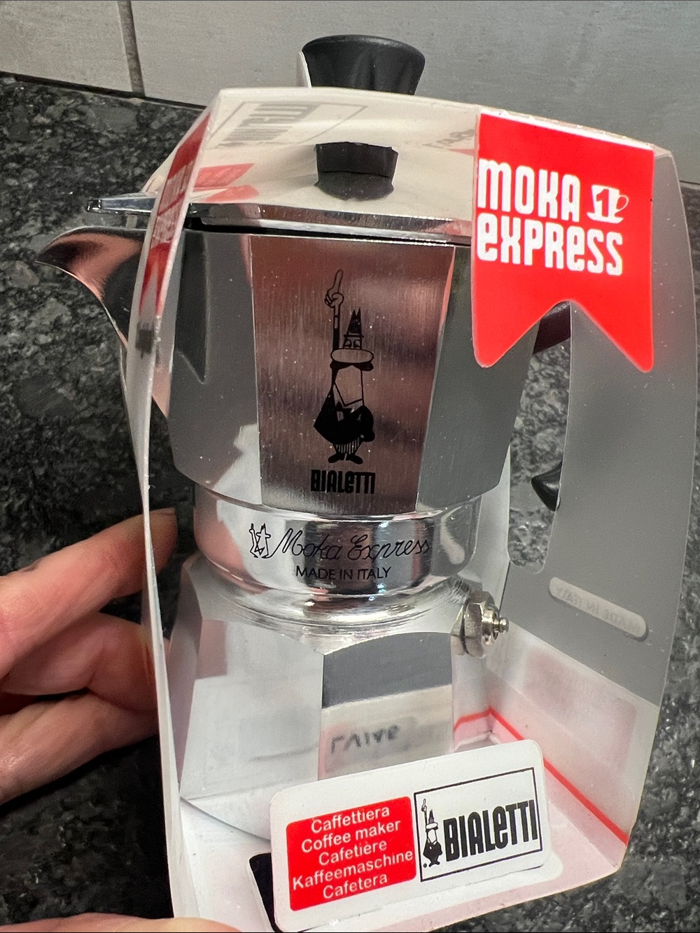 Bialetti Moka Express Mini Stovetop Espresso Maker - Silver & Black NWT